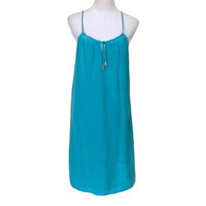 Alice & Trixie Silk Slip Dress Vibrant Blue Mini Dress Keyhole Tie Neckline XS